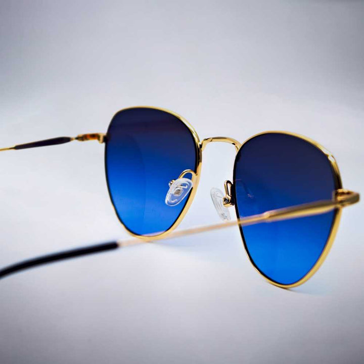 Round Dark Blue fade Cat Sunglasses side view back