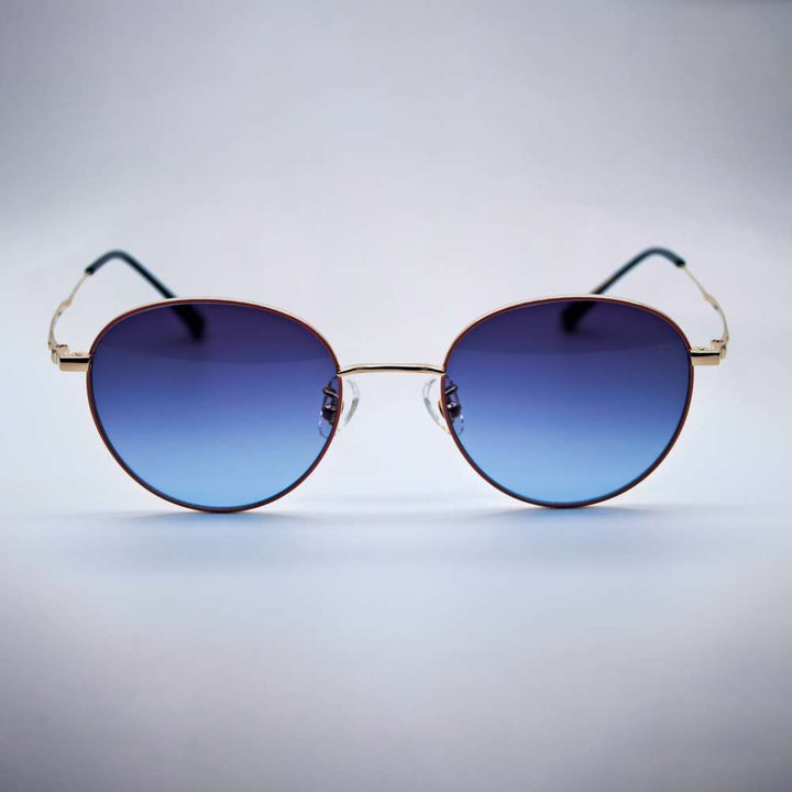 Blue Round Sunglasses Women Fade