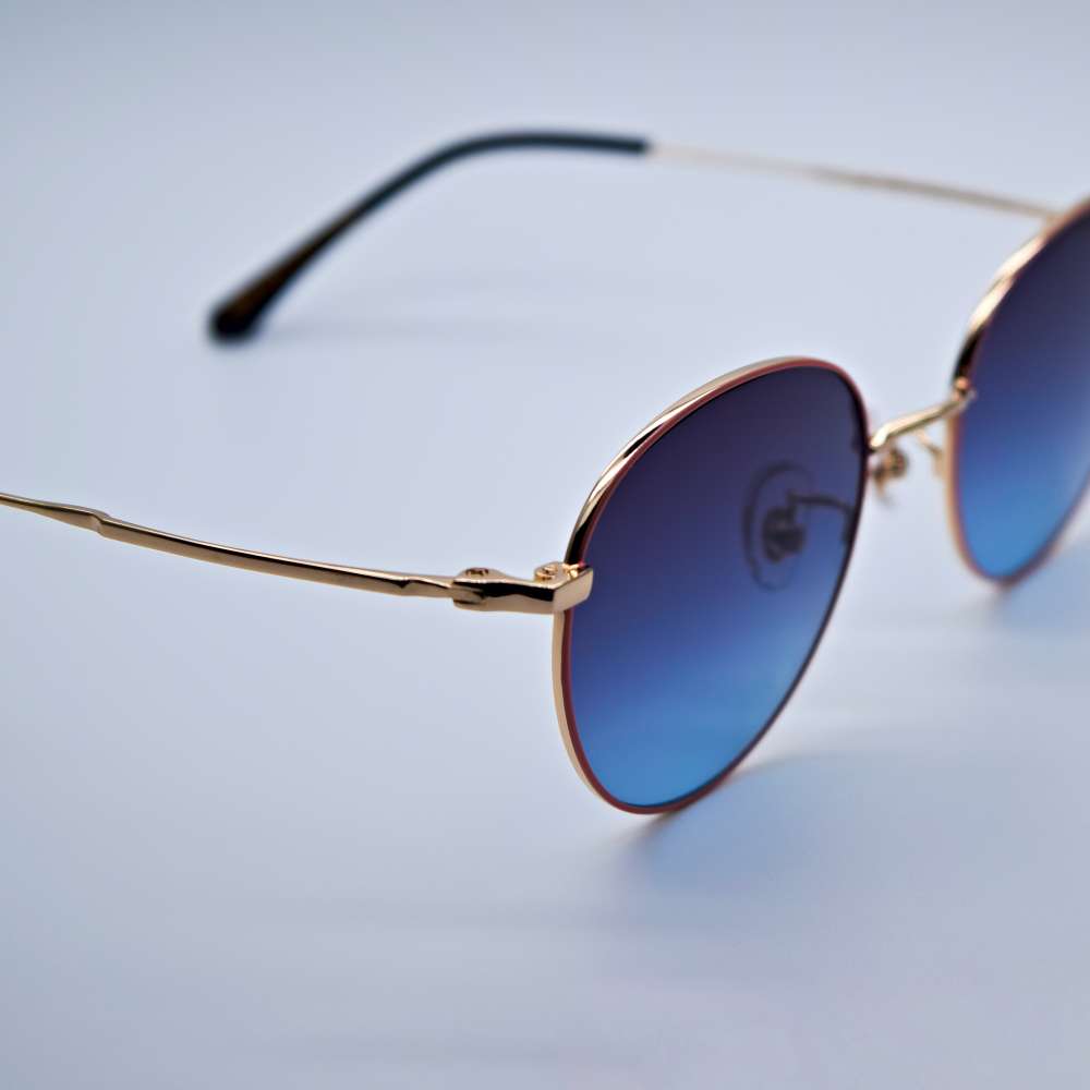 Blue Round Sunglasses Close Up