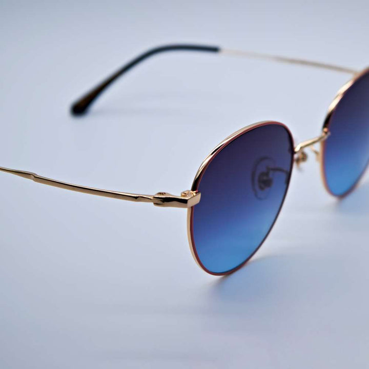 Blue Round Sunglasses Close Up